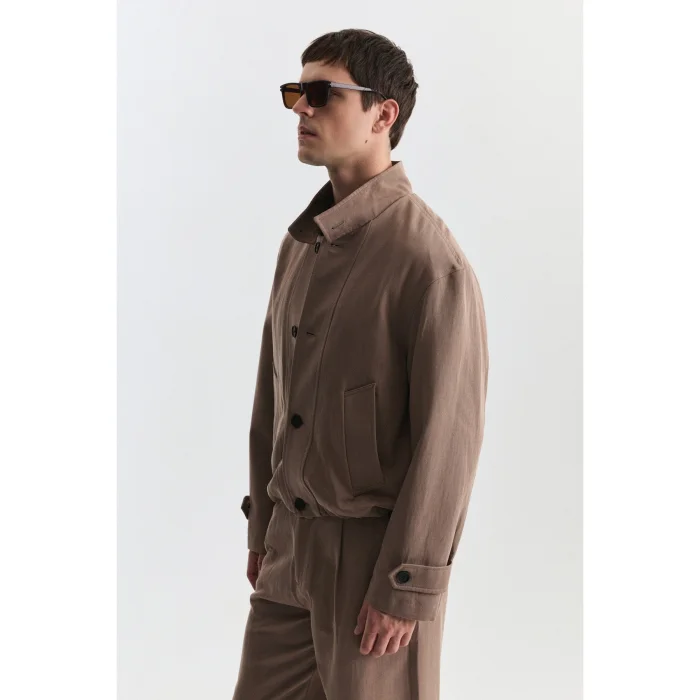Lyocell Blend Mock Neck Jacket - 3