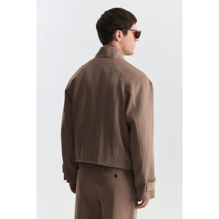 Lyocell Blend Mock Neck Jacket - 4