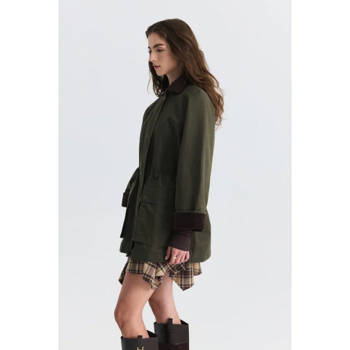 Wax-Effect Velvet Collar Jacket - 4