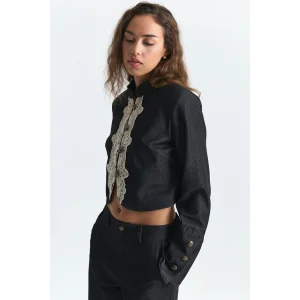 Lace Detailed Cropped Jacket - 4