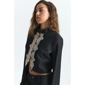 Lace Detailed Cropped Jacket - 6