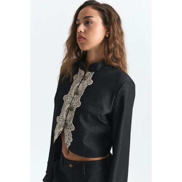Lace Detailed Cropped Jacket - 6