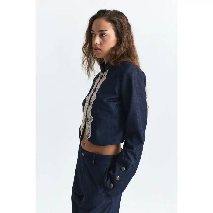Lace Detailed Cropped Jacket - 6