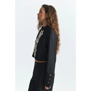Lace Detailed Cropped Jacket - 5