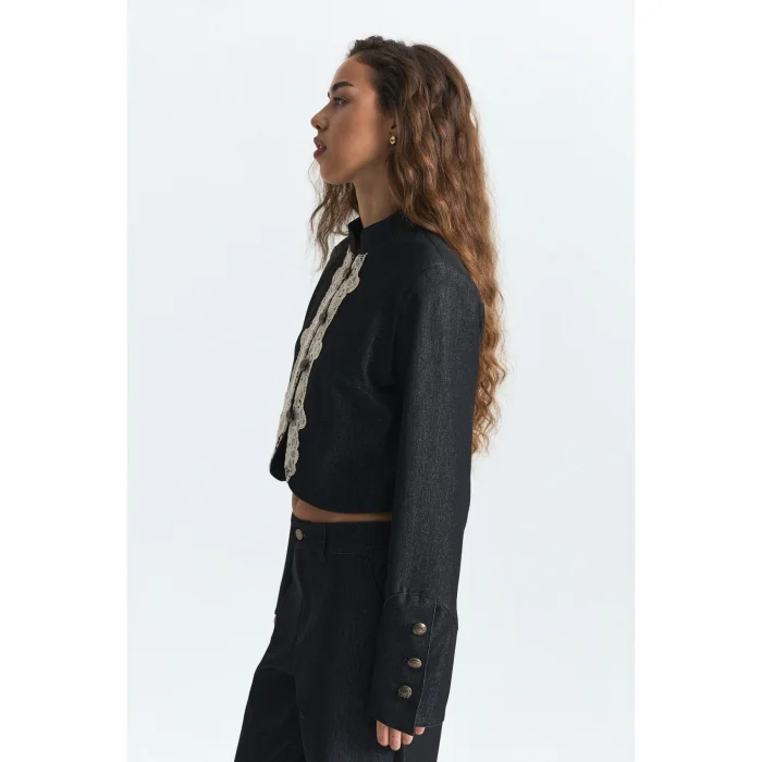Lace Detailed Cropped Jacket - 5