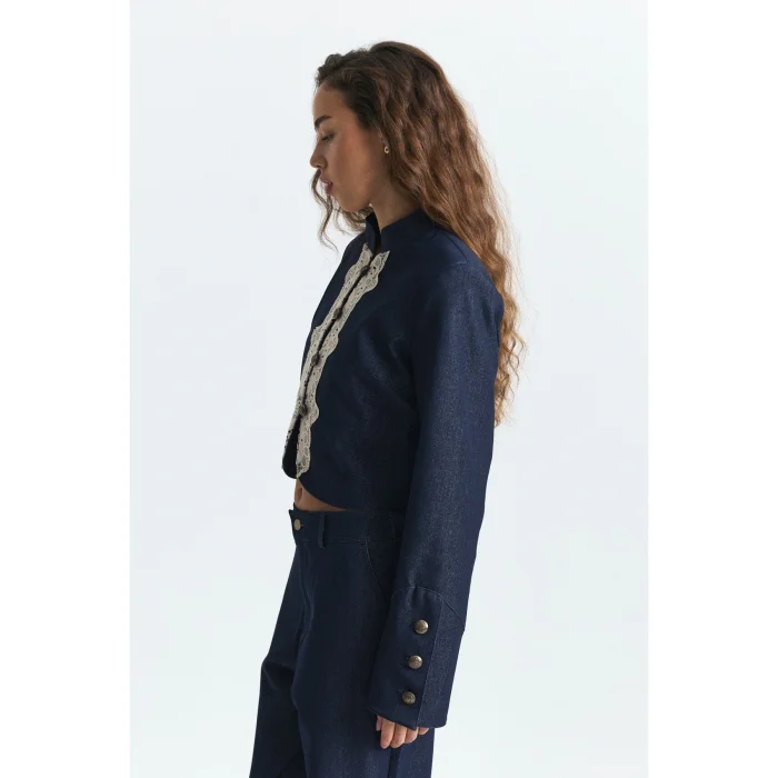 Lace Detailed Cropped Jacket - 4