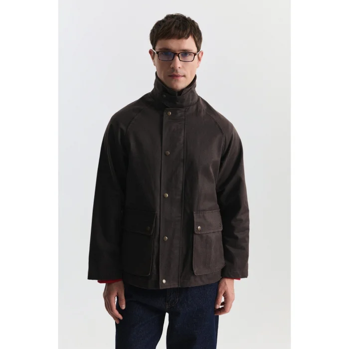 Suede Collar Cargo Pocket Trench Coat - 2