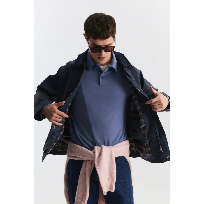 Suede Collar Patch Pocket Trench Coat - 4