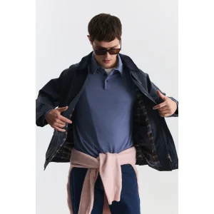 Suede Collar Utility Pocket Trench Coat - 5