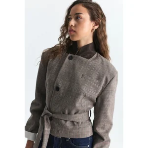 Padded Shoulder Belted Plaid Jacket - 2