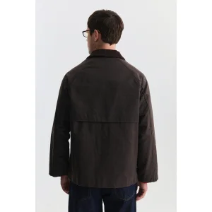 Suede Collar Flap Pocket Trench Coat - 3