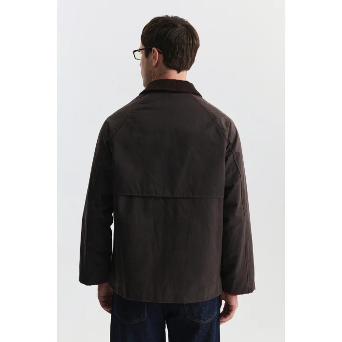 Suede Collar Flap Pocket Trench Coat - 3