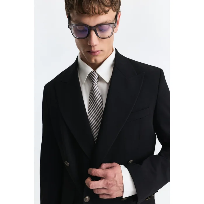 Wool Blend Double Breasted Blazer Jacket - 6