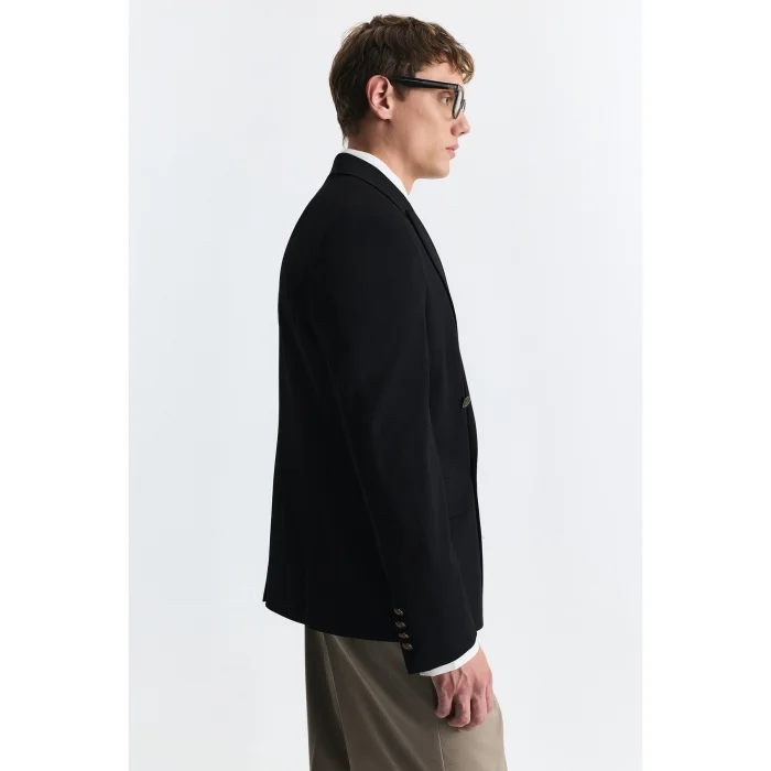 Wool Blend Double Breasted Blazer Jacket - 5