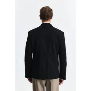 Wool Blend Double Breasted Blazer Jacket - 4
