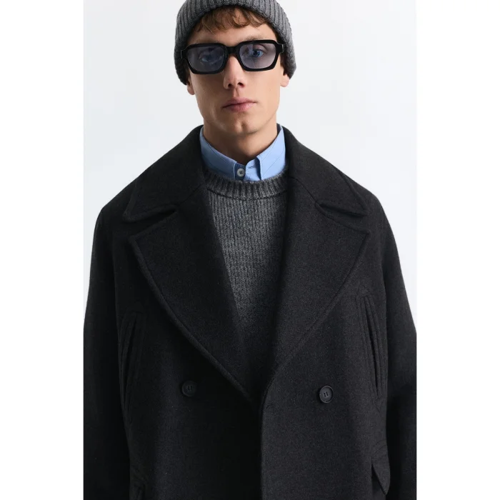 Wool Blend Double-Breasted Coat - 5