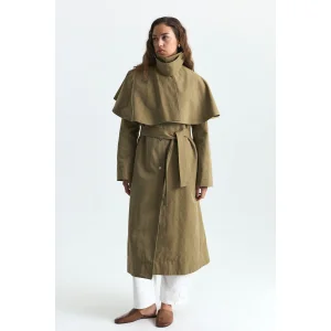 Cape Detailed Long Trench Coat - 1