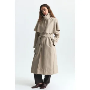 Cape Detailed Long Trench Coat - 1