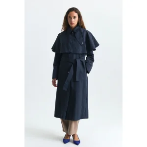 Cape Detailed Long Trench Coat - 1