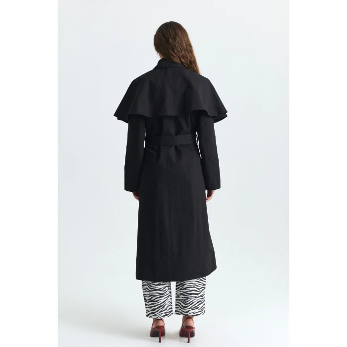 Cape Detailed Long Trench Coat - 2