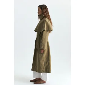 Cape Detailed Long Trench Coat - 3