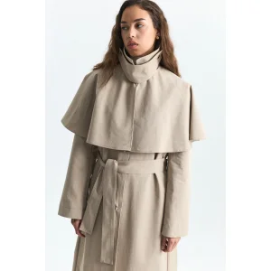 Cape Detailed Long Trench Coat - 4