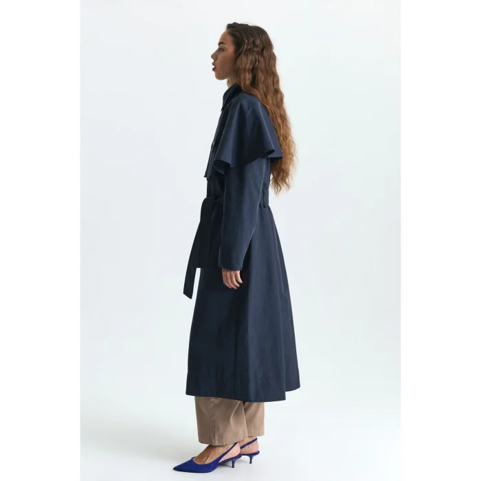 Caped Long Trench Coat - 3