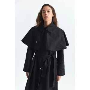 Cape Detailed Long Trench Coat - 3