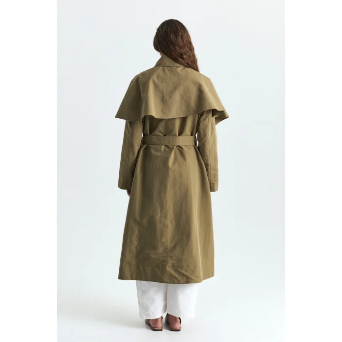 Cape Detailed Long Trench Coat - 2