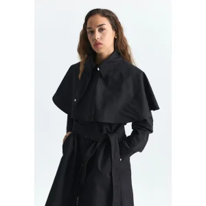 Cape Detailed Long Trench Coat - 4
