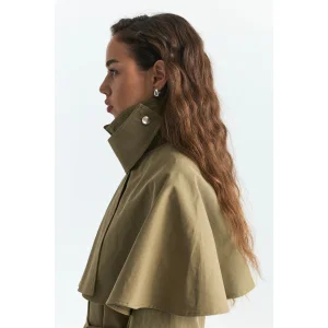 Cape Detailed Long Trench Coat - 5