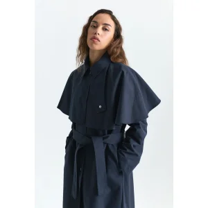 Cape Detailed Long Trench Coat - 5