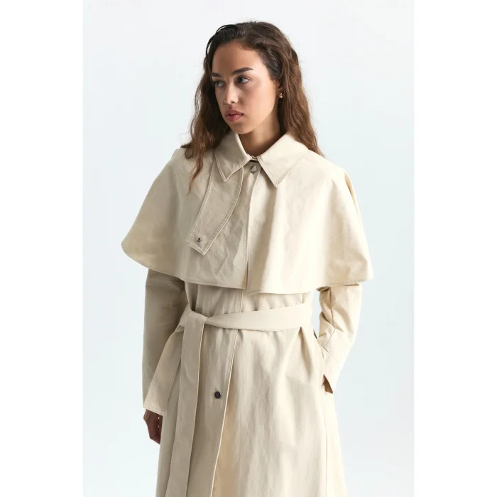 Caped Long Trench Coat - 5