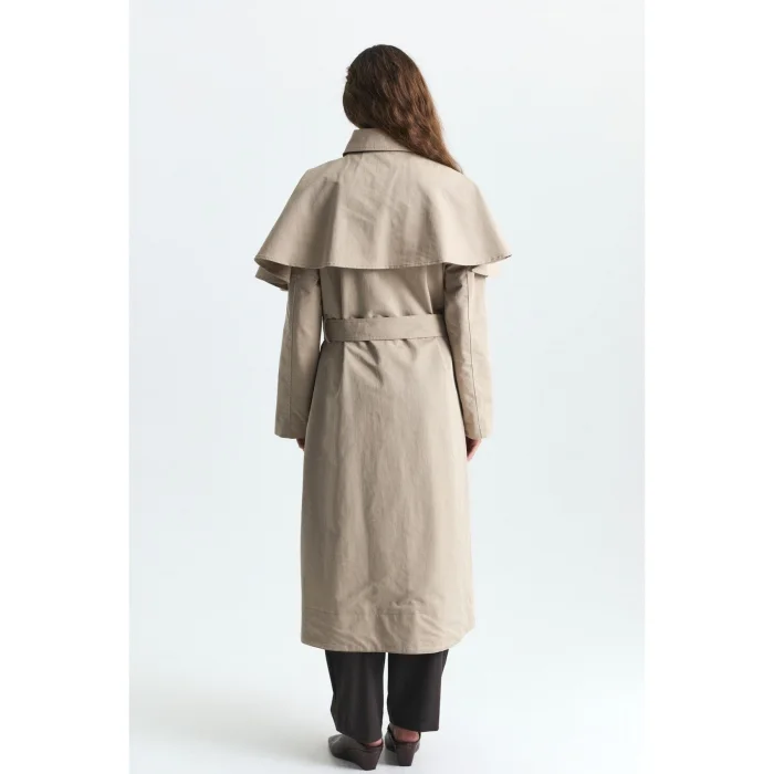 Cape Detailed Long Trench Coat - 2