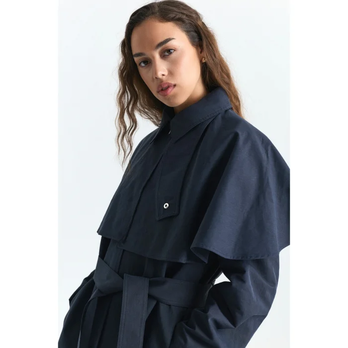 Caped Long Trench Coat - 6