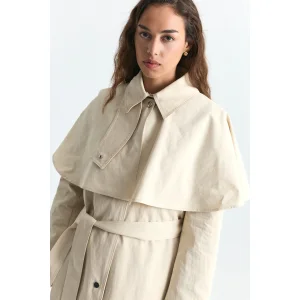 Cape Detail Long Trench Coat - 6