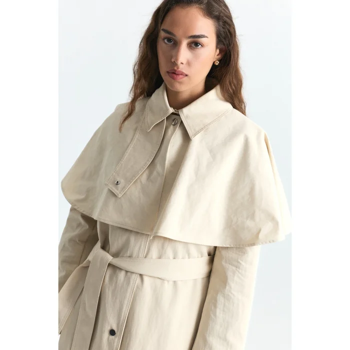 Caped Long Trench Coat - 6