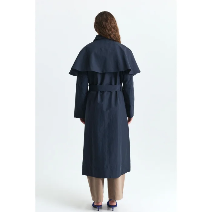 Cape Detailed Long Trench Coat - 2