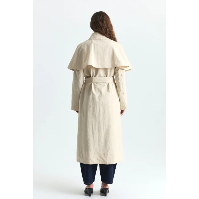 Caped Long Trench Coat - 2