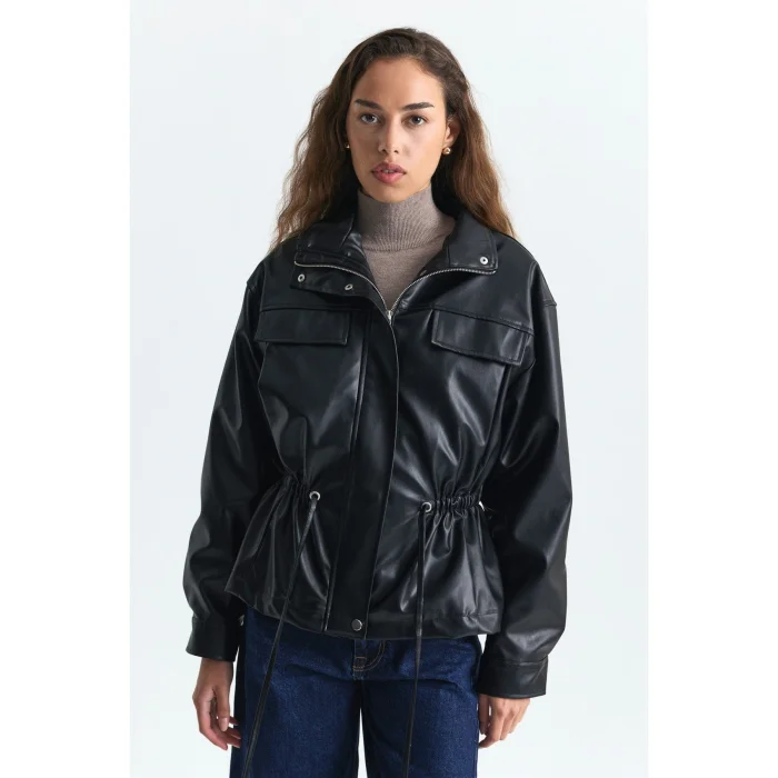Faux Leather Bomber Jacket - 6