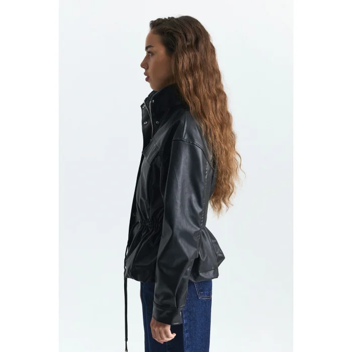 Faux Leather Bomber Jacket - 5