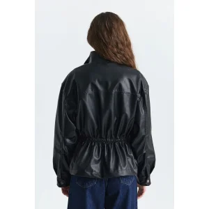 Faux Leather Bomber Jacket - 4