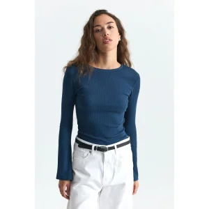 Petrol Blue Batwing Sleeve Basic T-shirt - 1