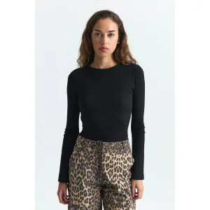 Batwing Sleeve Basic Black T-shirt - 1