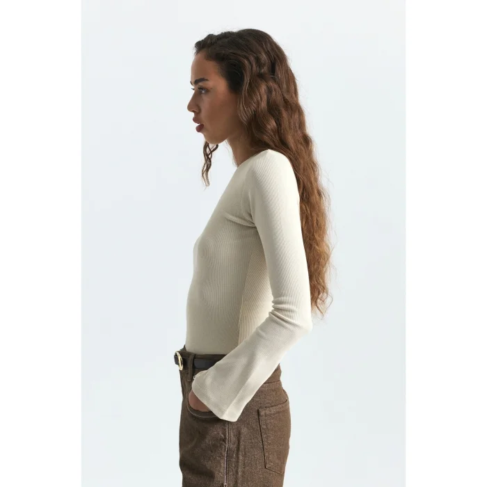 Batwing Sleeve Beige T-shirt - 4