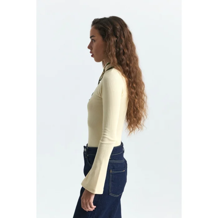 Basic Flare Sleeve Yellow Top - 4