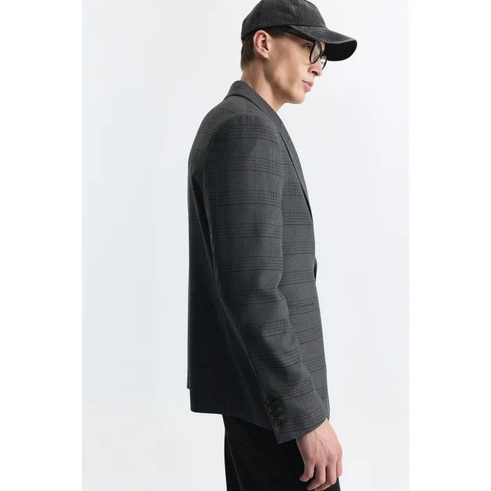 Checked Relax Fit Blazer Jacket - 3
