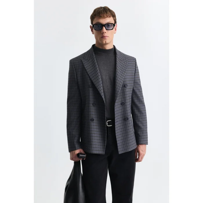 Relax Fit Checked Blazer Jacket - 2