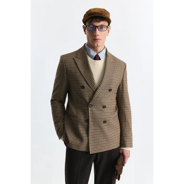 Checkered Relax Fit Blazer Jacket - 3