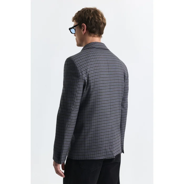 Relax Fit Checked Blazer Jacket - 3